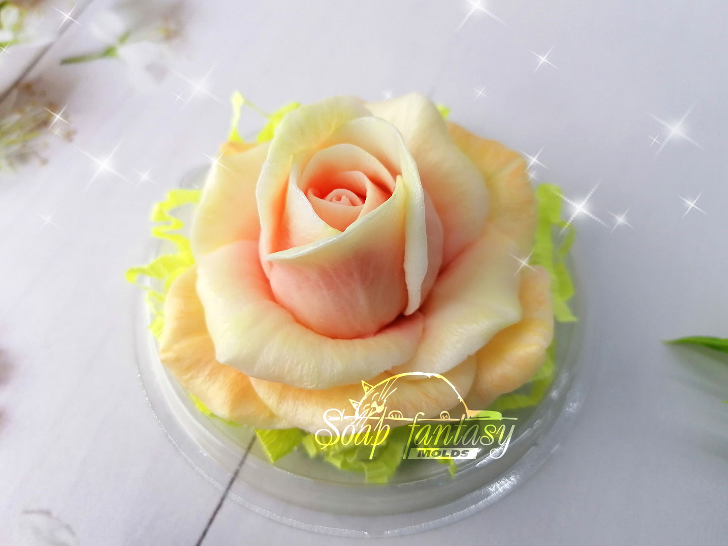 Big rose "Sun City" flower silicone mold (mould) for soap making and candle making