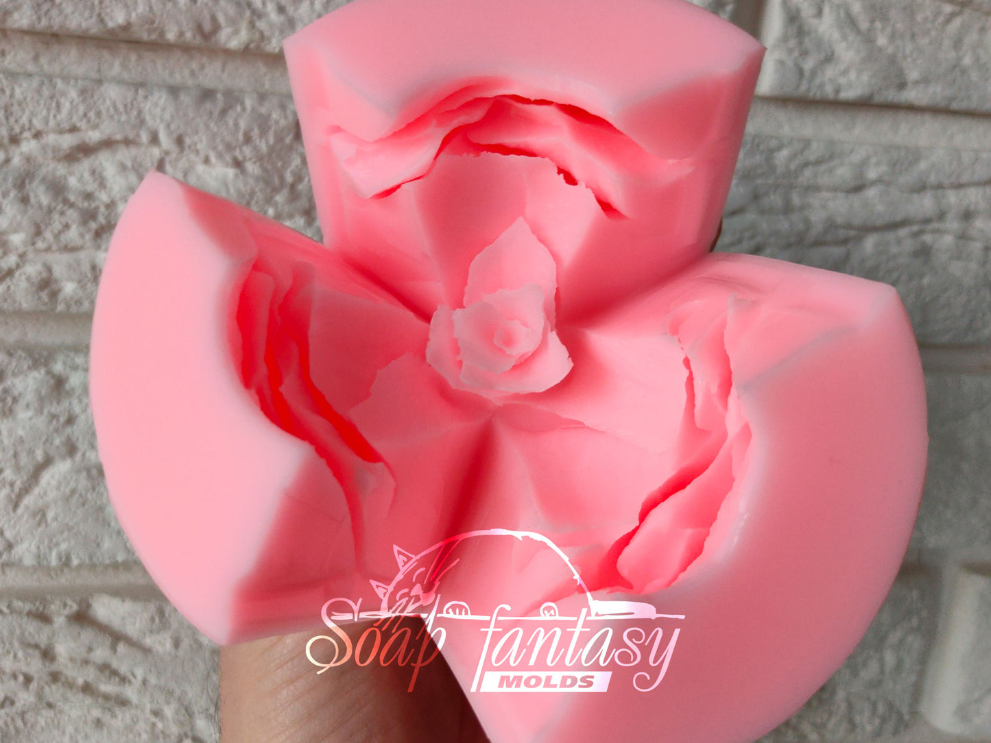 Big rose "Sun City" flower silicone mold (mould) for soap making and candle making