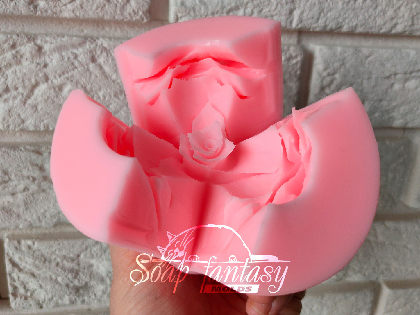 Big rose "Sun City" flower silicone mold (mould) for soap making and candle making