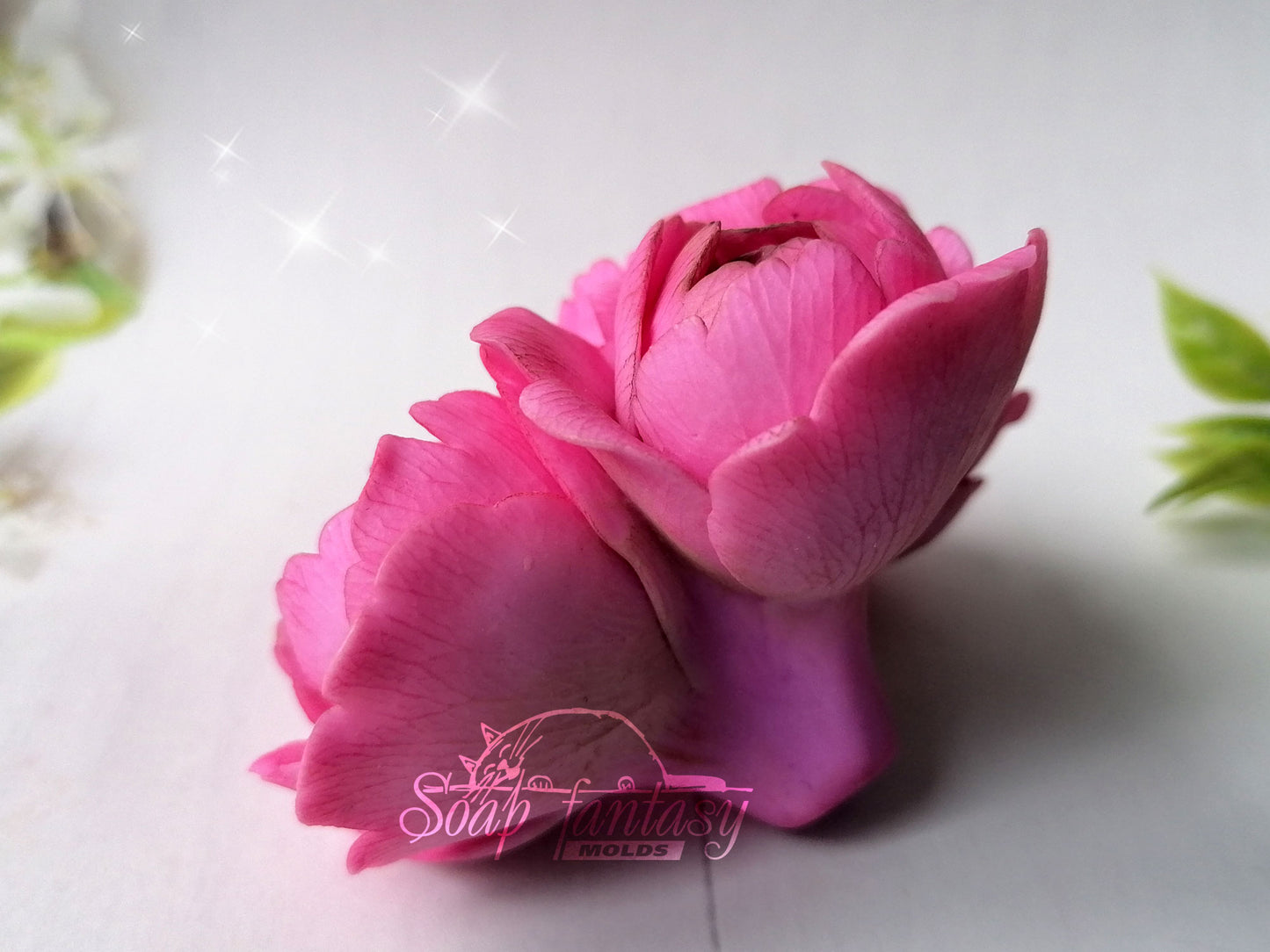 BIG Peony triplet "Sweet Harmony" flower silicone mold (mould) for soap making and candle making
