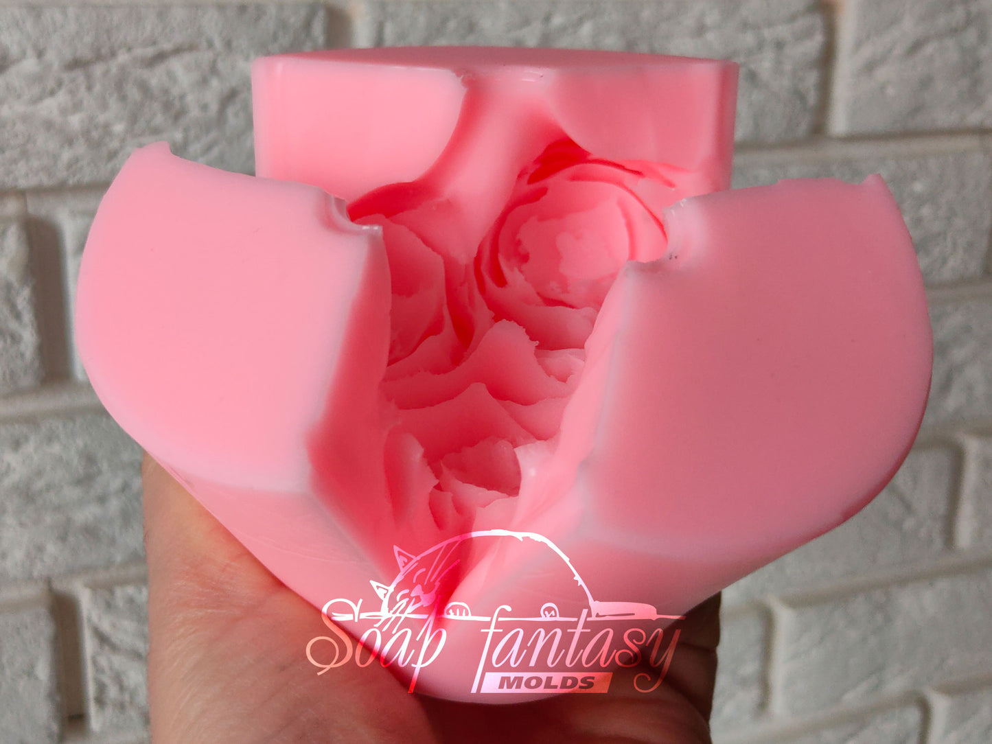 BIG Peony triplet "Sweet Harmony" flower silicone mold (mould) for soap making and candle making