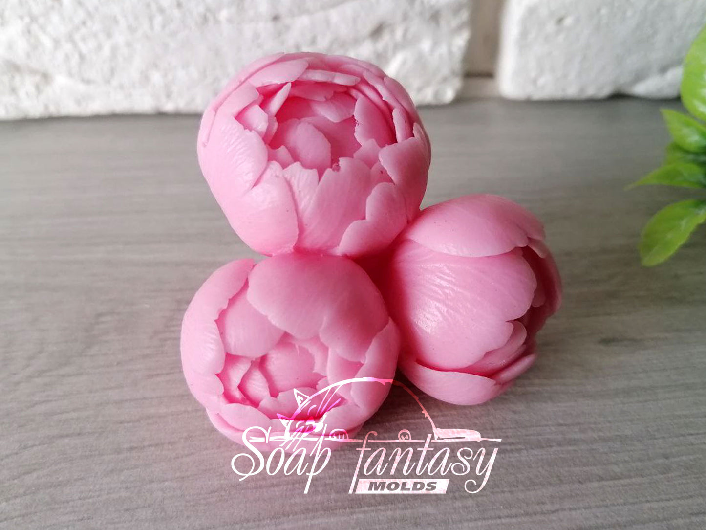 Peony buds triplet "Sweet Harmony" silicone mold for soap making