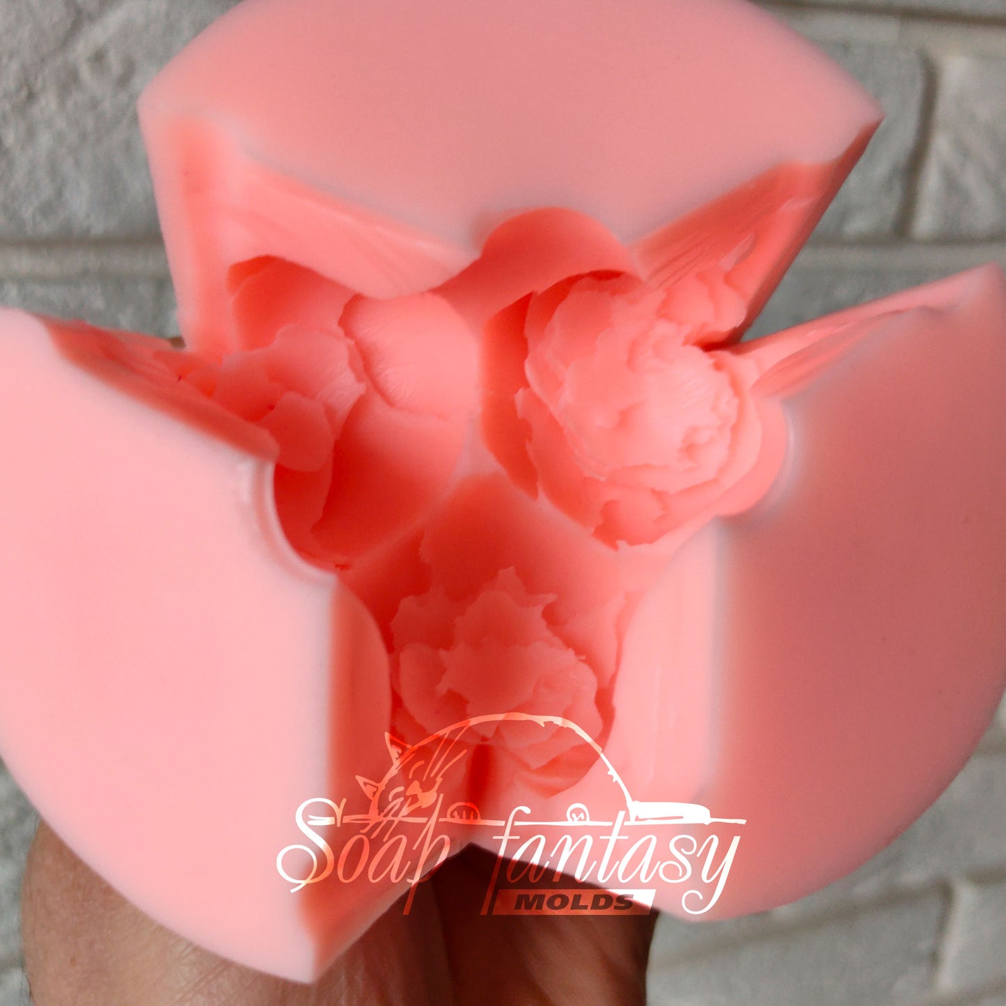 Peony buds triplet "Sweet Harmony" silicone mold for soap making