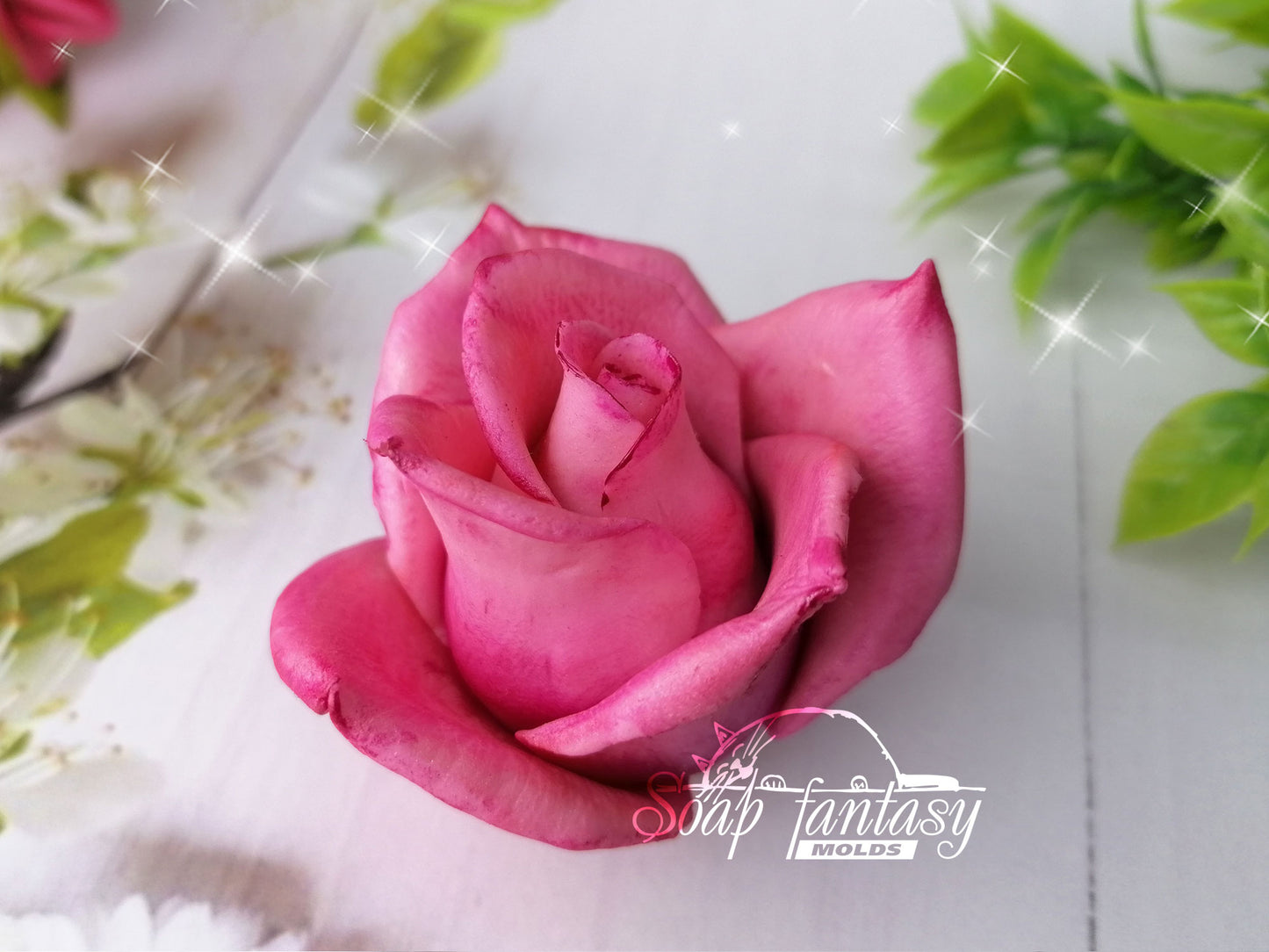 Tiffany Rose half-blooming (realistic thin petals) silicone mold for soap making (For experienced craftsmen)