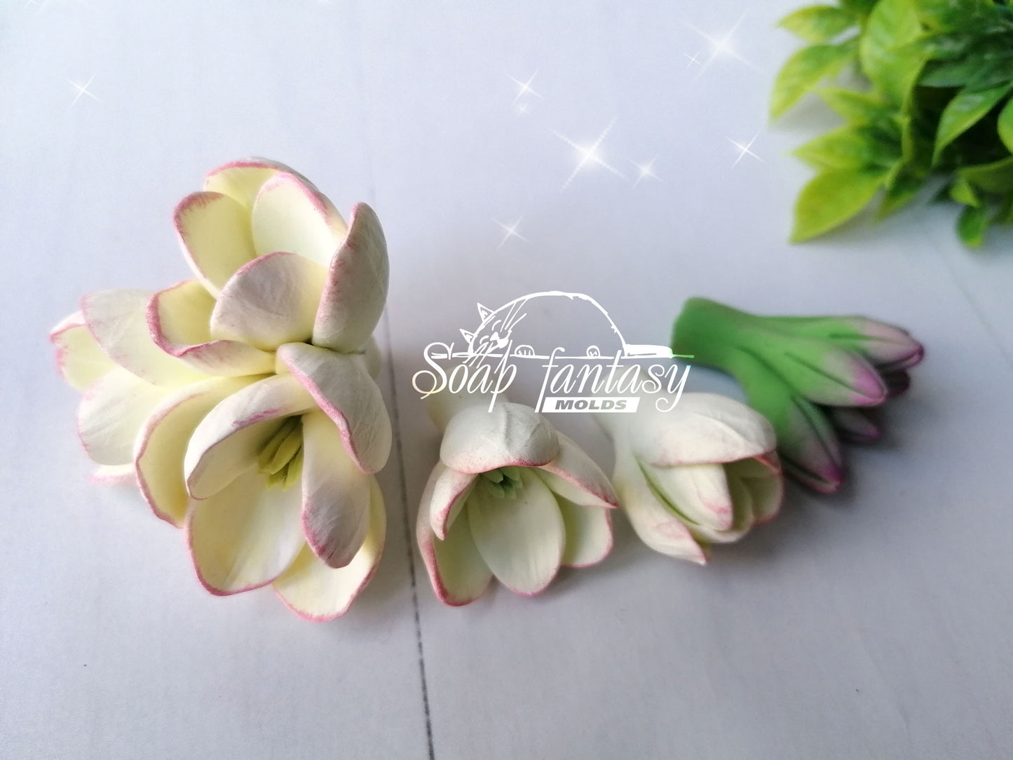 Freesia White flowers silicone mold for soap making