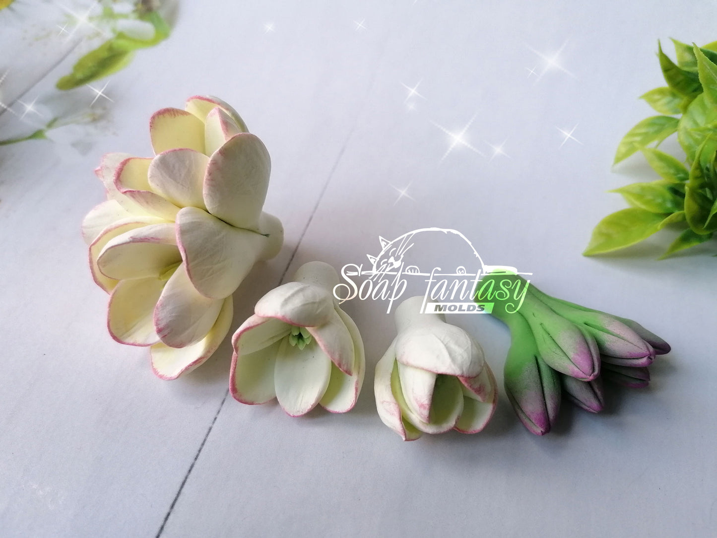 Freesia White flowers silicone mold for soap making