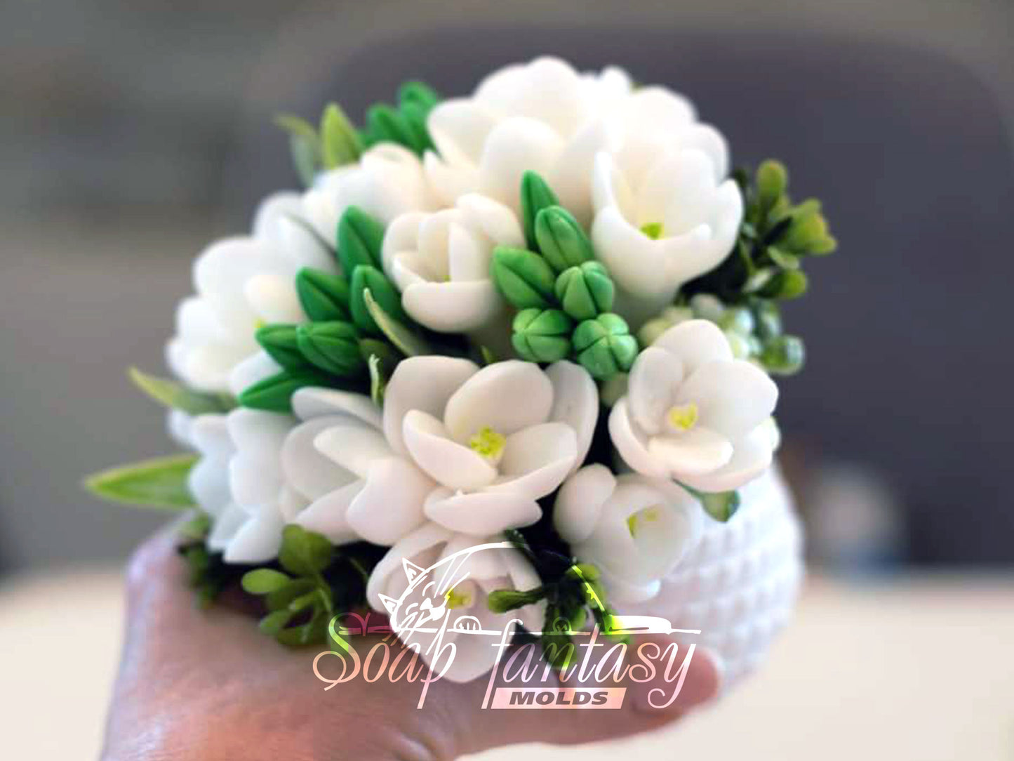 Freesia White flowers silicone mold for soap making
