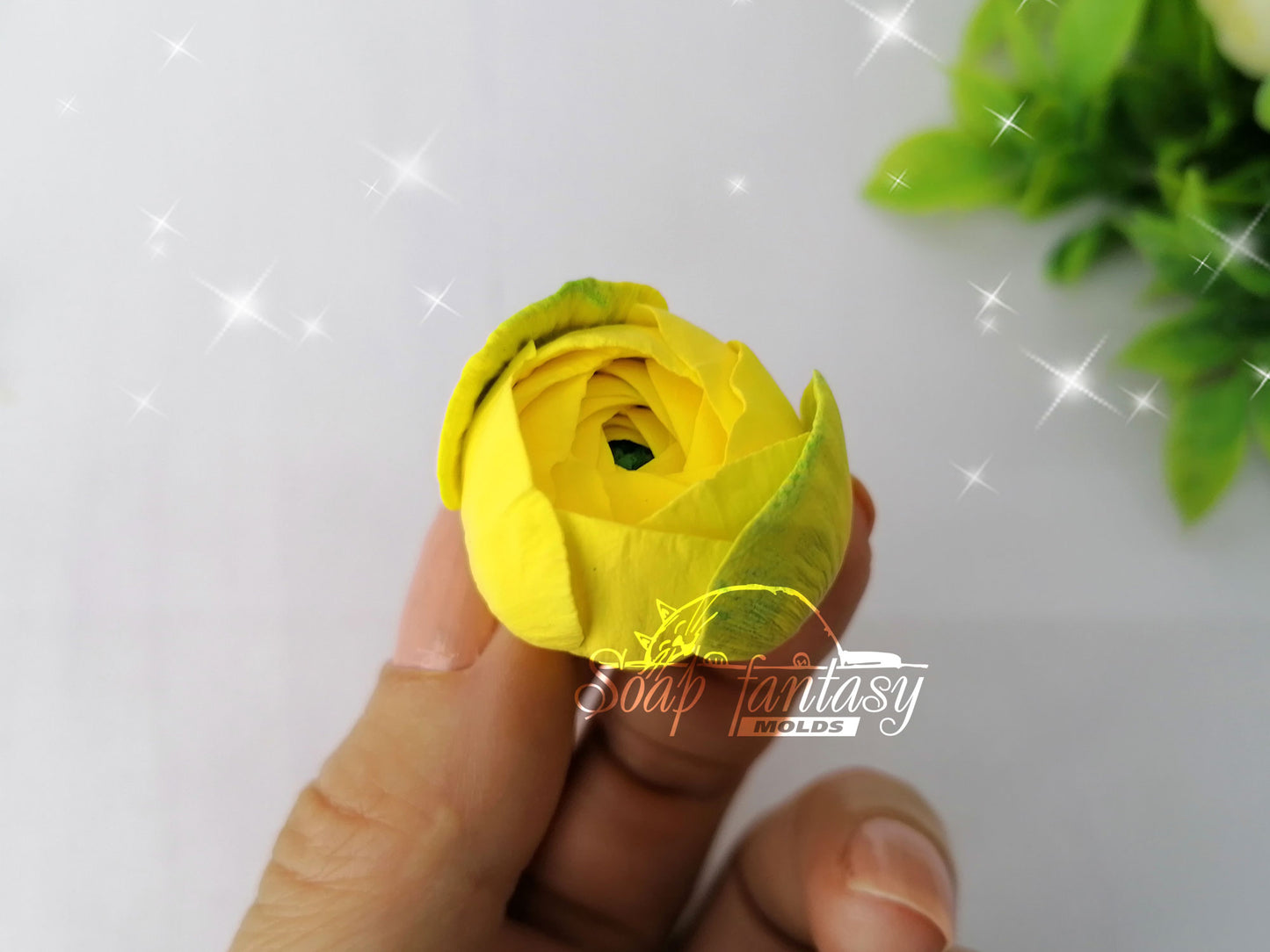 Ranunculus bud "Yellow princess" flower silicone mold for soap making