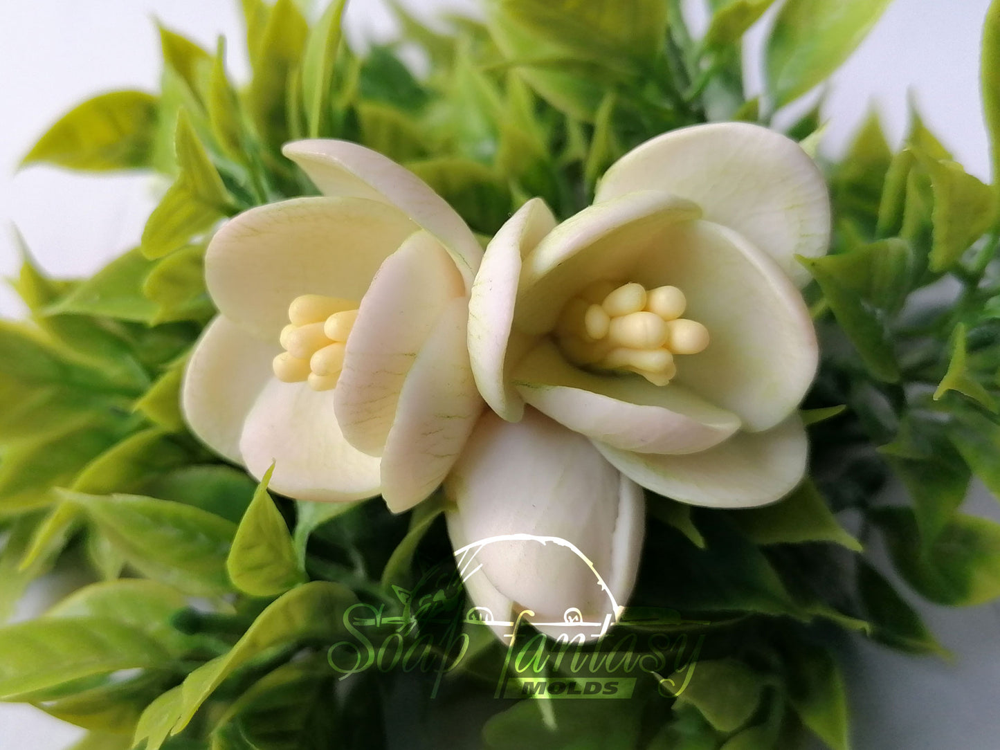 Freesia Green triplet flower silicone mold for soap making and candle making