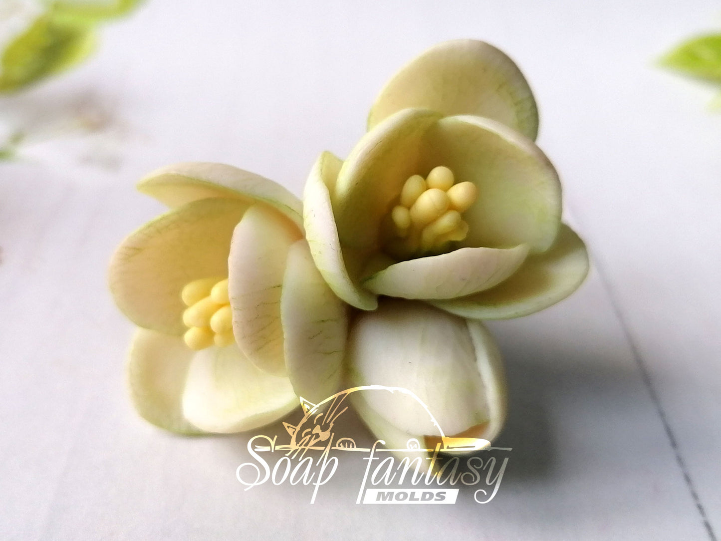 Freesia Green triplet flower silicone mold for soap making and candle making