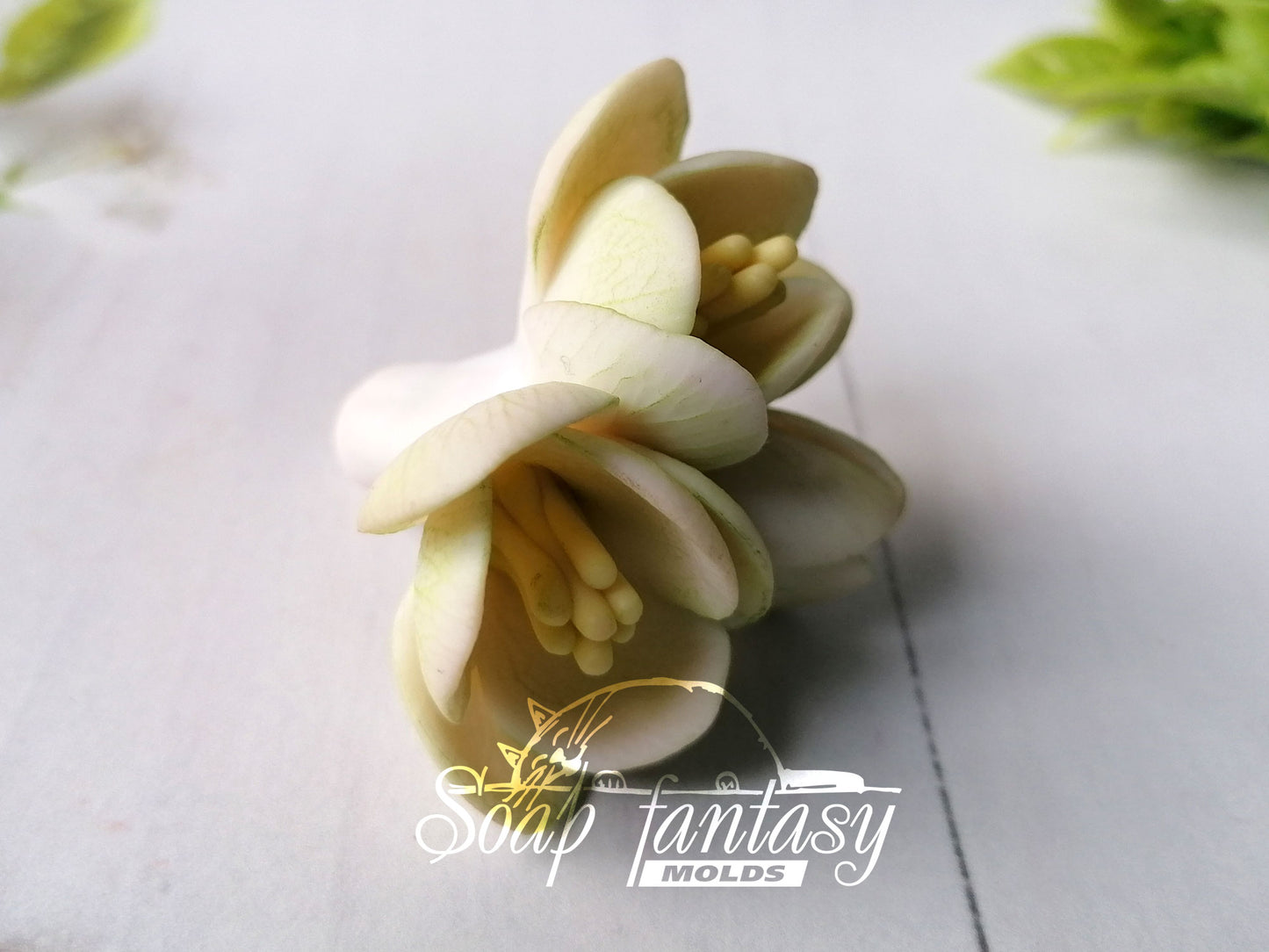 Freesia Green triplet flower silicone mold for soap making and candle making