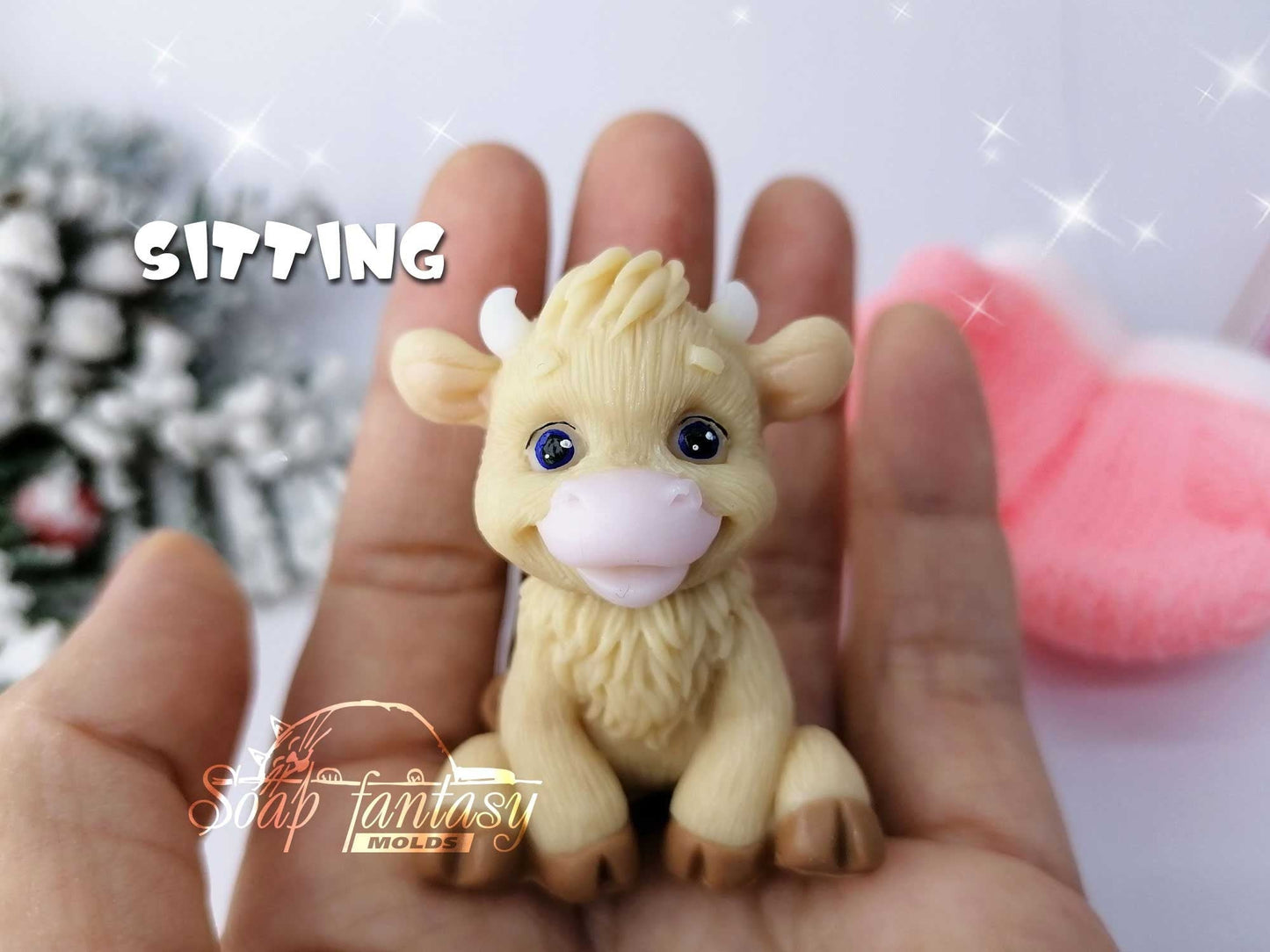 MooMoo sitting baby bulls silicone mold for soap making