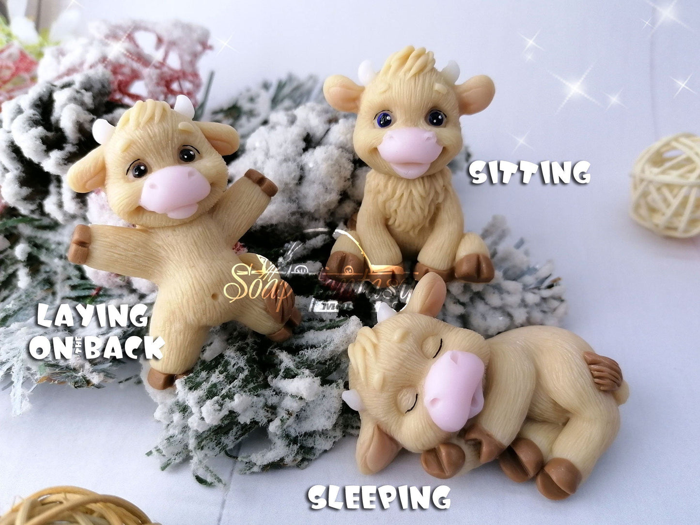 MooMoo sitting baby bulls silicone mold for soap making