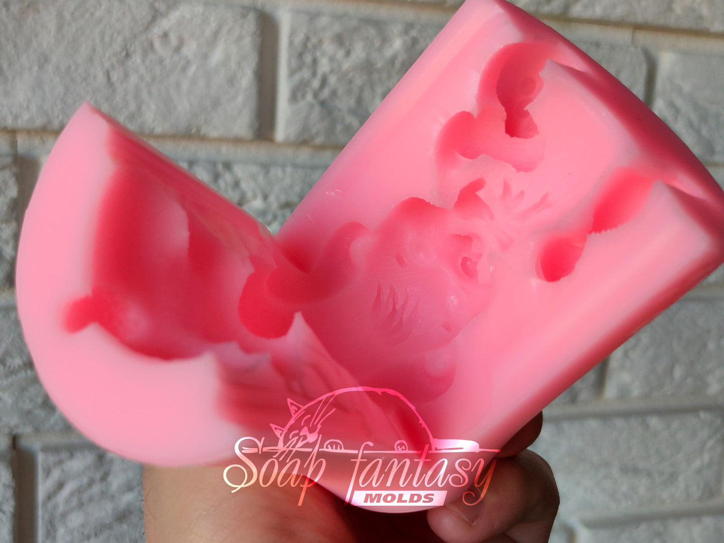 Teddy bear with a bow silicone mold for soap making