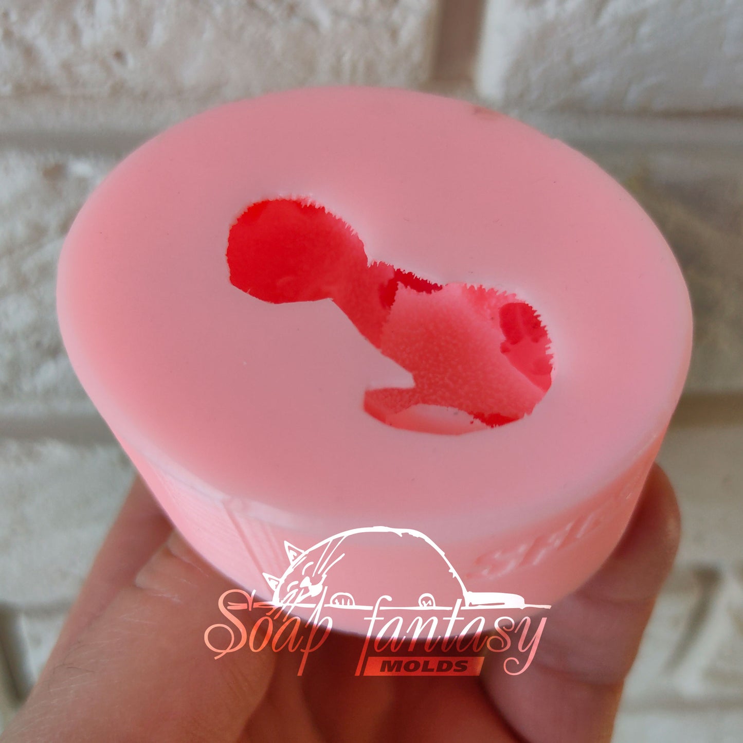 Little kitten purr-purr on the back silicone mold for soap making