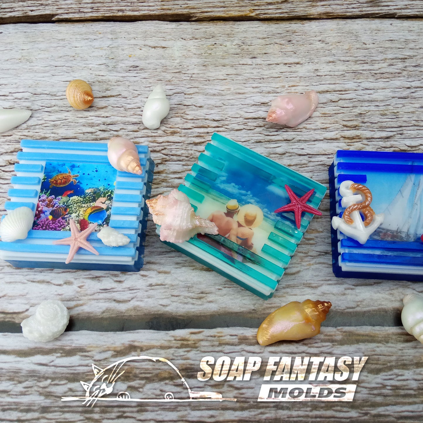 Sea breeze silicone mold for making soap with a picture