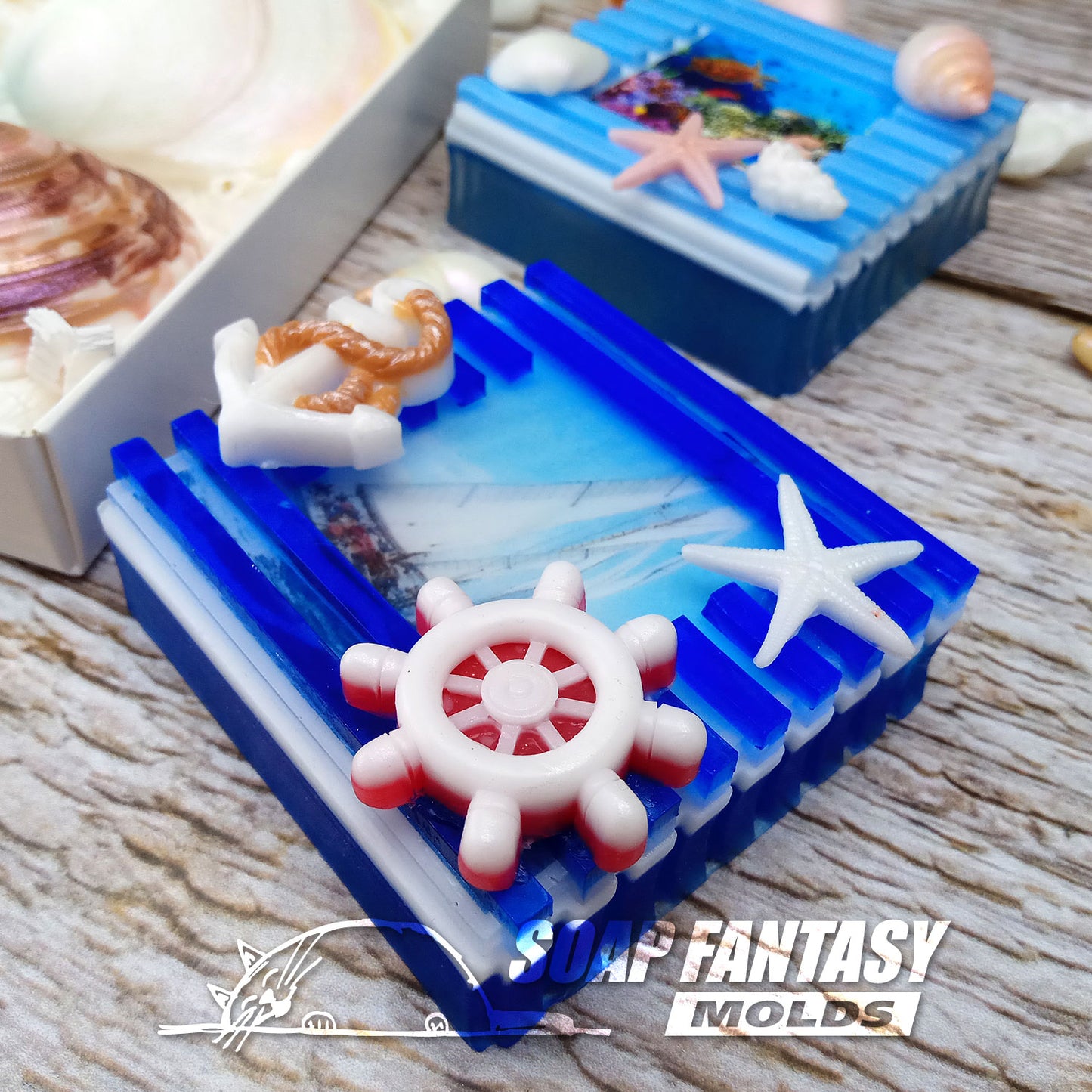 Sea breeze silicone mold for making soap with a picture