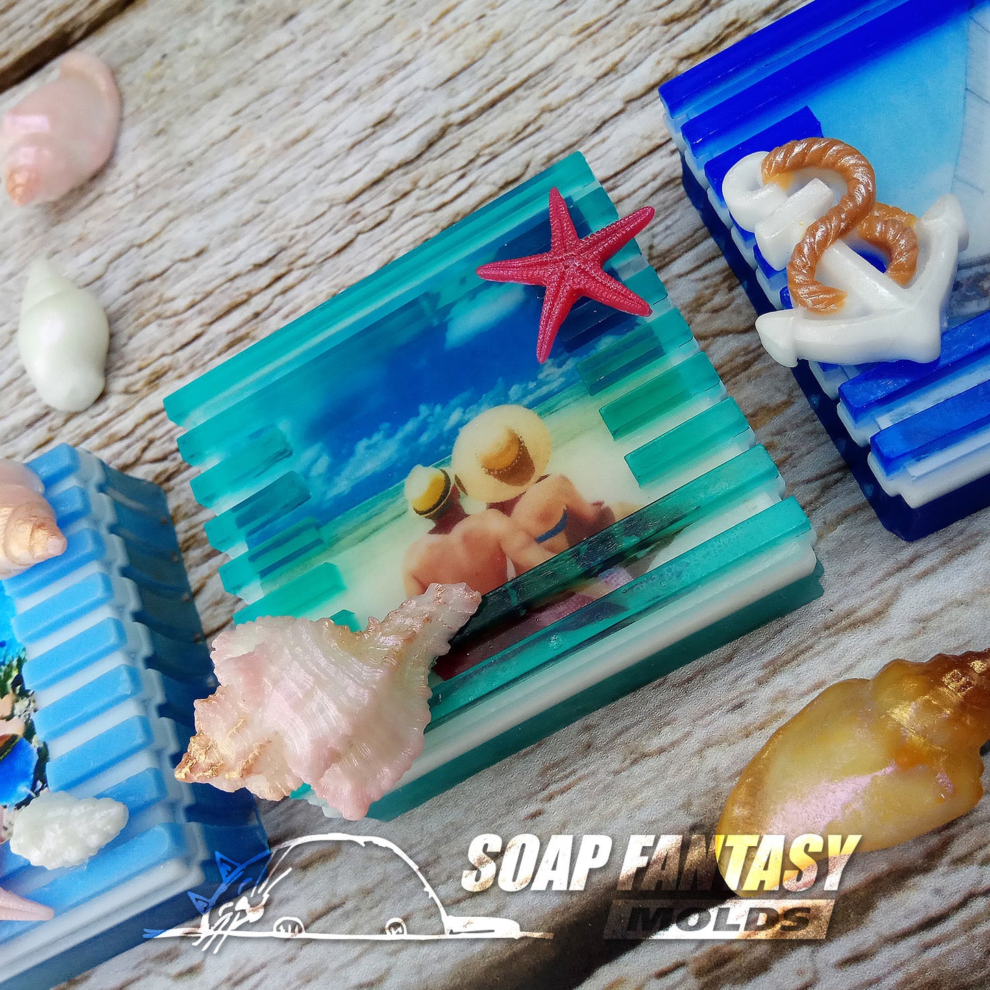 Sea breeze silicone mold for making soap with a picture