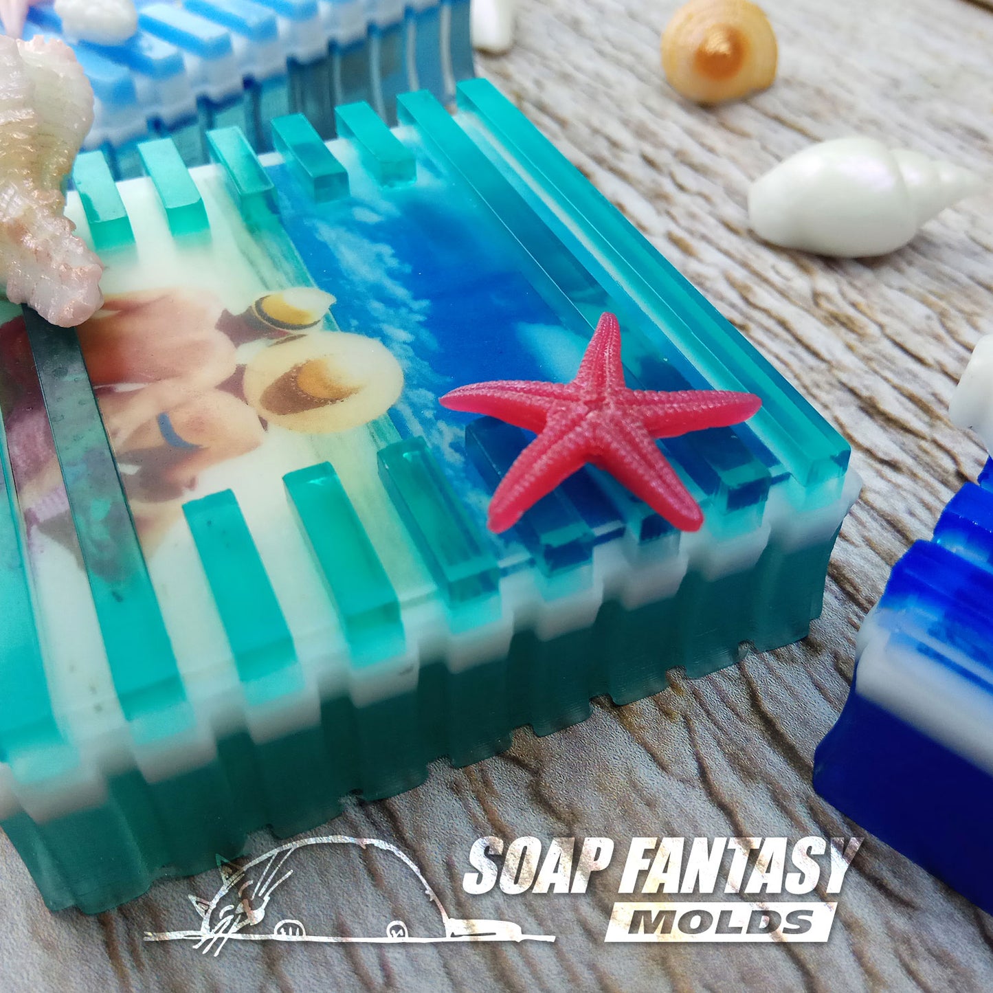 Sea breeze silicone mold for making soap with a picture