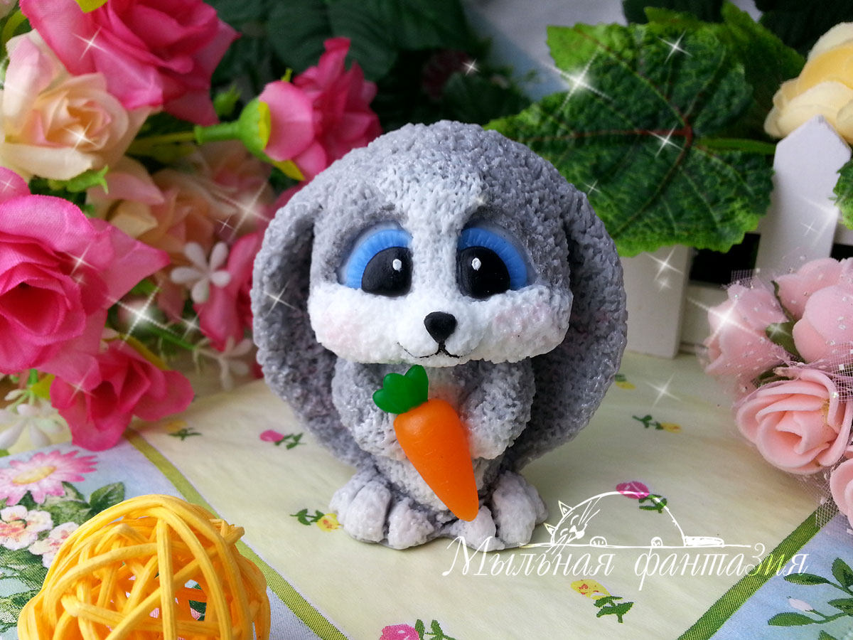 Bunny (rabbit) silicone mold (mould) for soap making and candle making