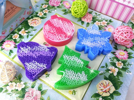 Knitted Christmas tree decorations Silicone Soap Mold - for soap making, Craft & Hobby