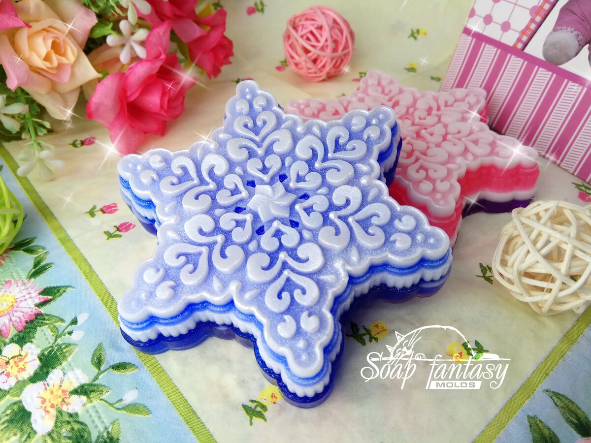 Frosty snowflake silicone mold for soap making