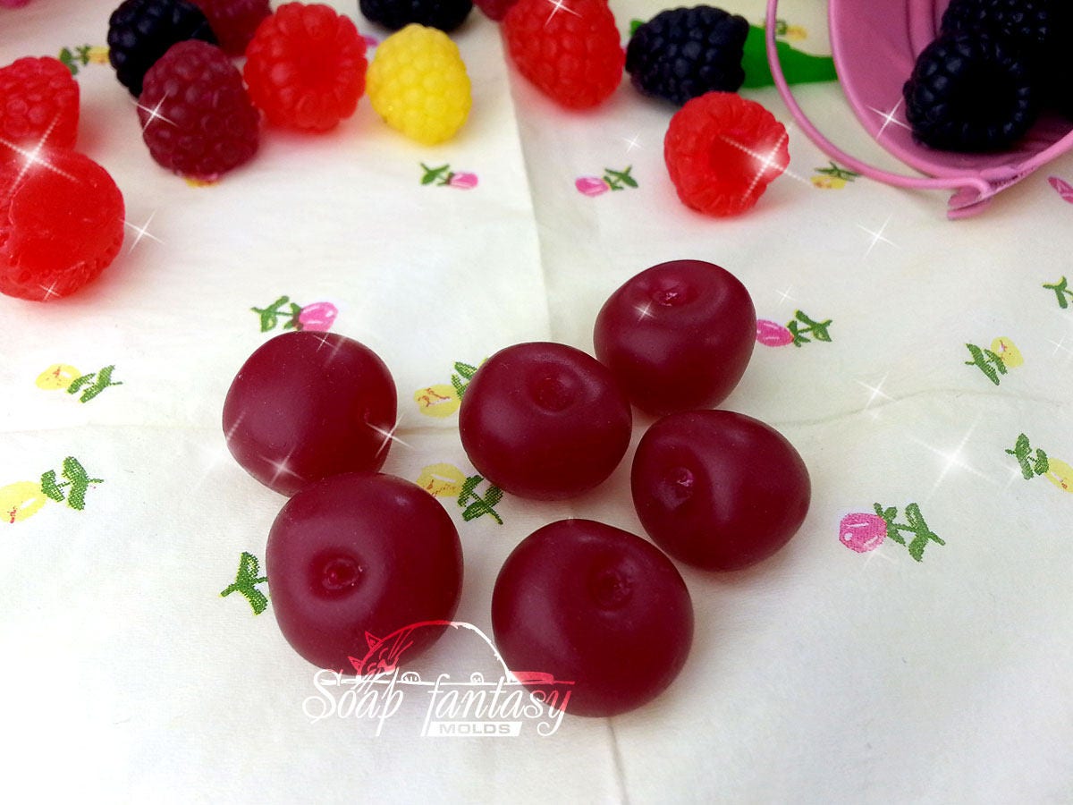 Big custom set of berries silicone mold (mould) for soap making and candle making
