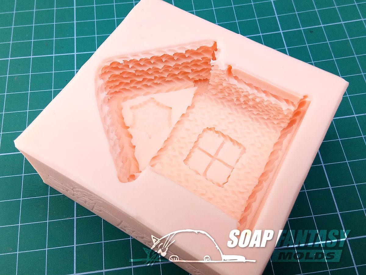 Little knitted house 2D silicone mold for soap making