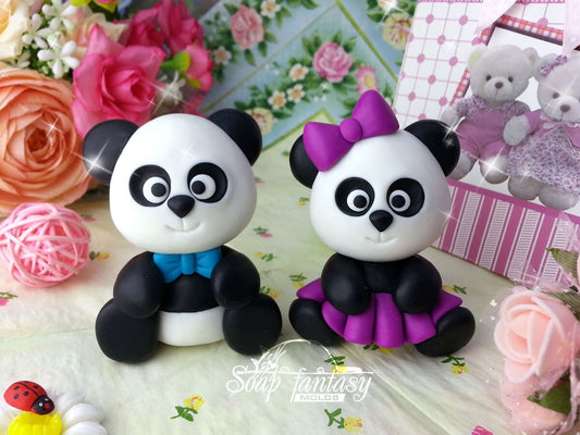 Panda bear (boy&girl) Silicone Soap Mold - for soap making, Craft & Hobby