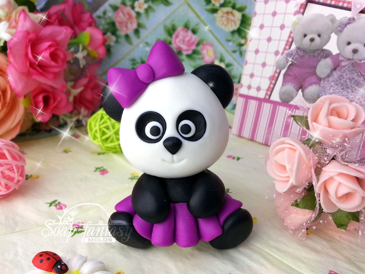 Panda bear (boy&girl) silicone mold for soap making