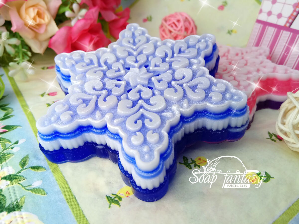 Frosty snowflake silicone mold for soap making