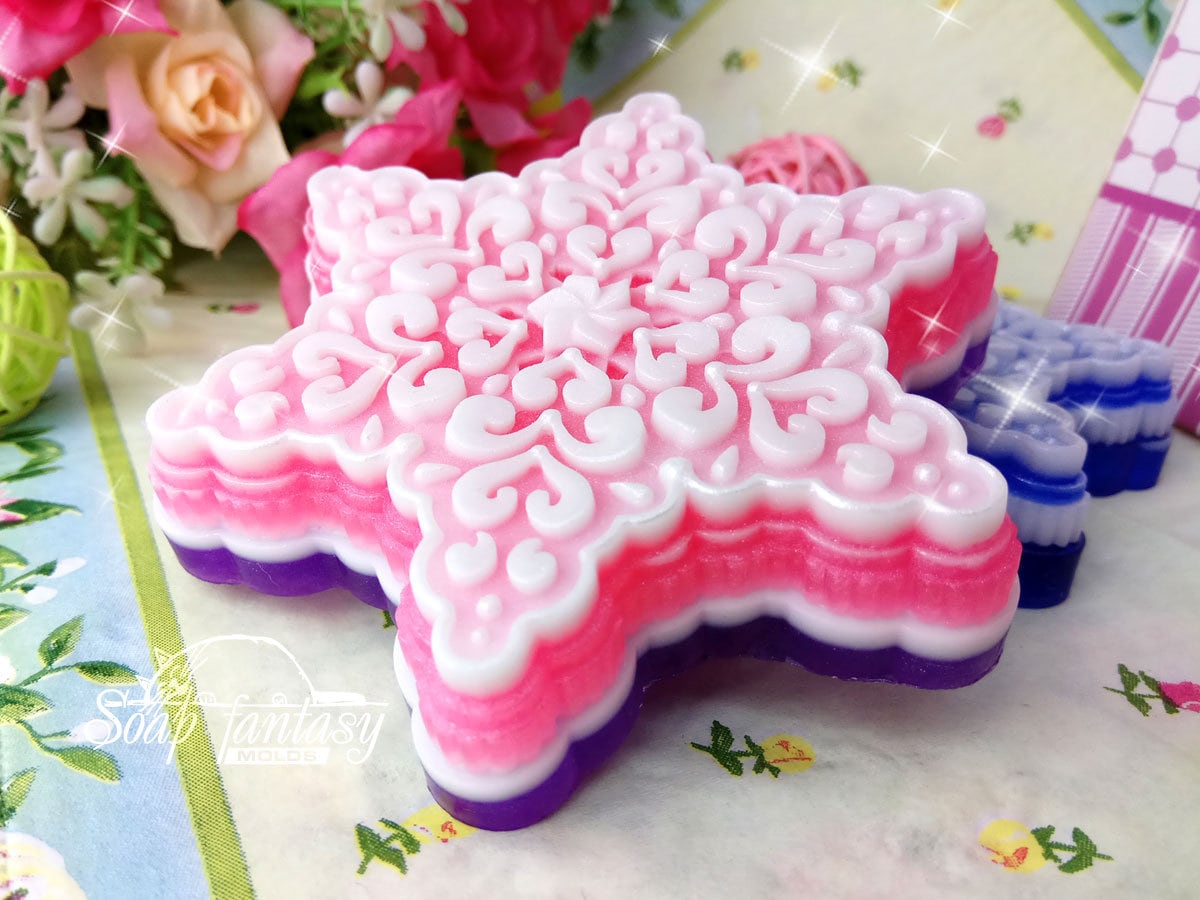 Frosty snowflake silicone mold for soap making