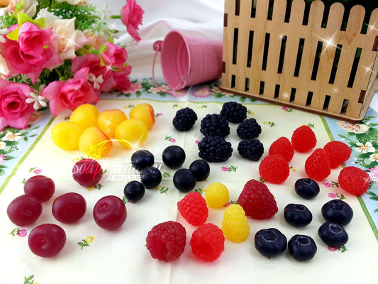 Big custom set of berries silicone mold (mould) for soap making and candle making