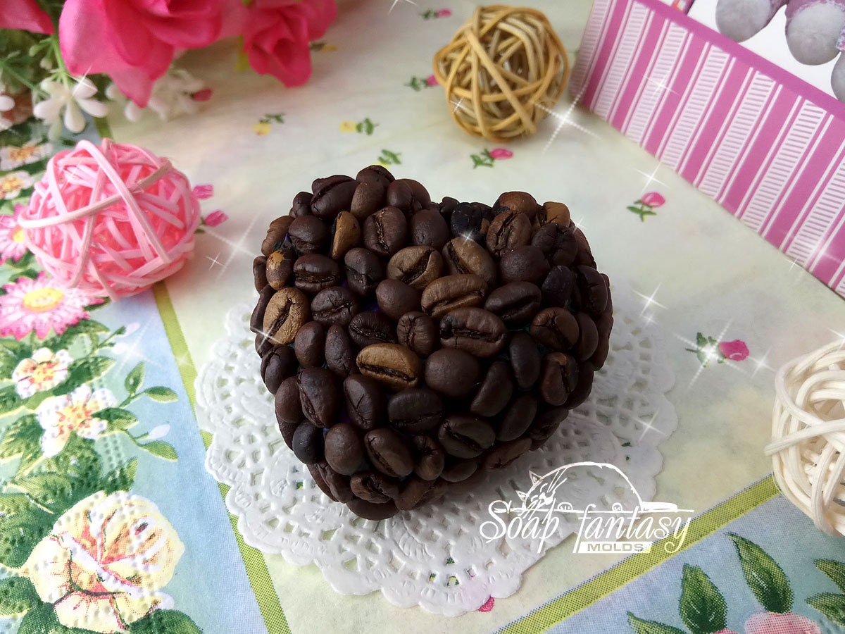 Coffee heart silicone mold for soap making