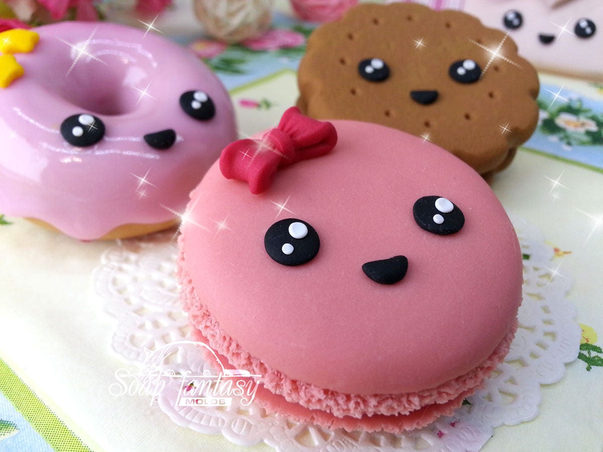 Smiling macaroon silicone mold for soap making