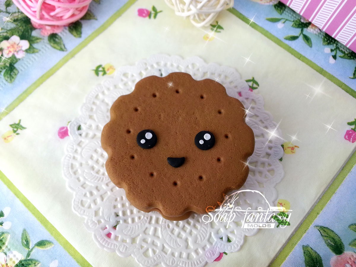 Smiling cookie silicone mold for soap making