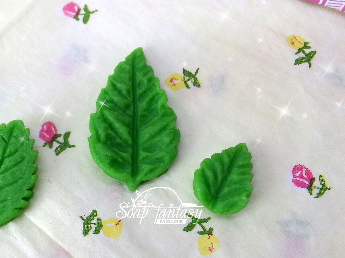 Flat 2D leafs custom set (6 pieces) silicone mold for soap making