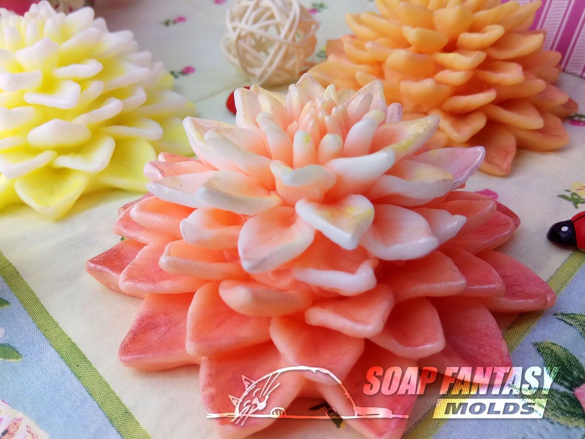 Dahlia flower silicone mold for soap making