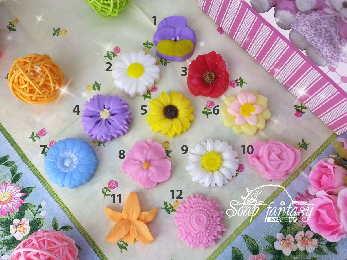 Mini flower custom set (9 of 12) silicone mold for soap making