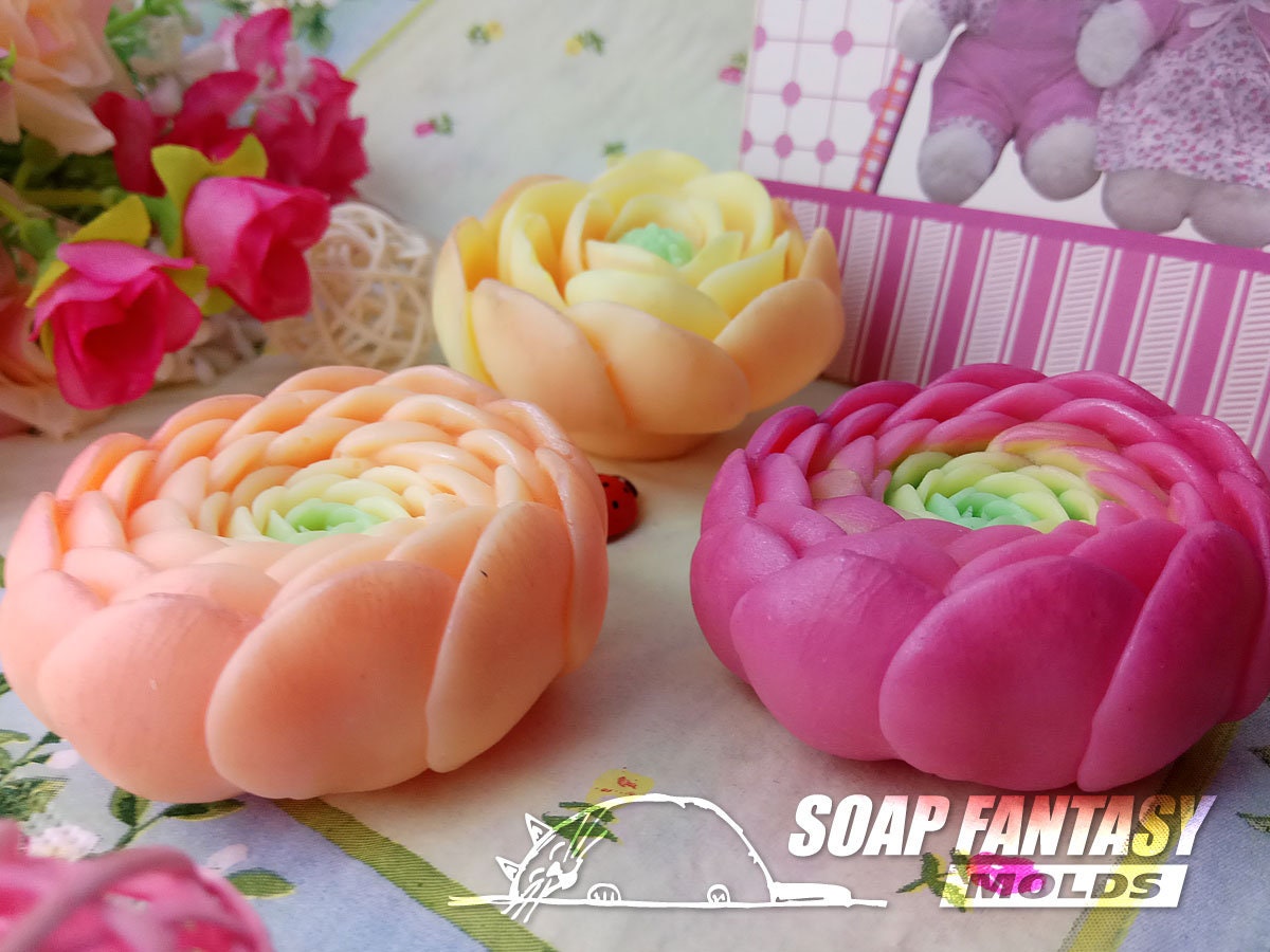 Ranunculus bud flower silicone mold for soap making