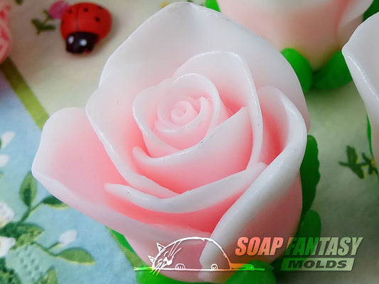 Rosebud (mini) with leaves silicone mold (mould) for soap making and candle making