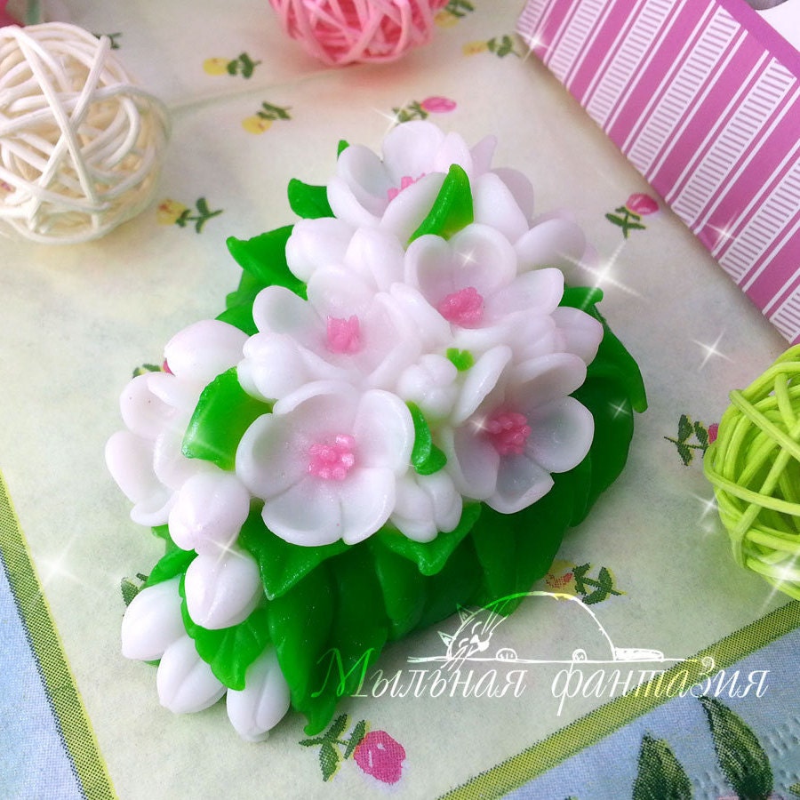 Blossom apple twig silicone mold (mould) for soap making and candle making