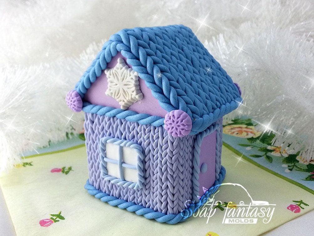 Christmas knitted house silicone mold for soap making