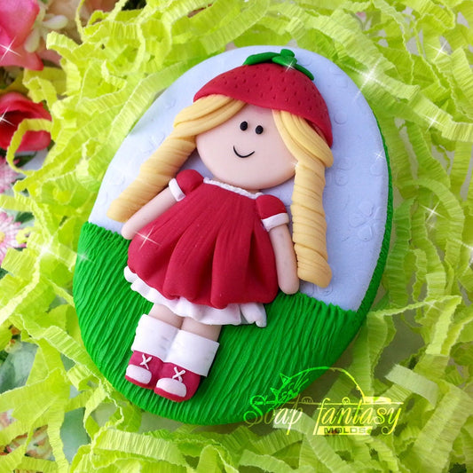 Strawberry girl Silicone Soap Mold - for soap making, Craft & Hobby