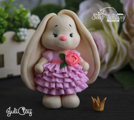Bunny girl in a dress silicone mold (mould) for soap making and candle making