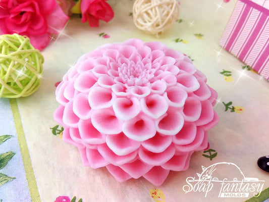 Dahlia spherical Silicone Soap Mold - for soap making, Craft & Hobby