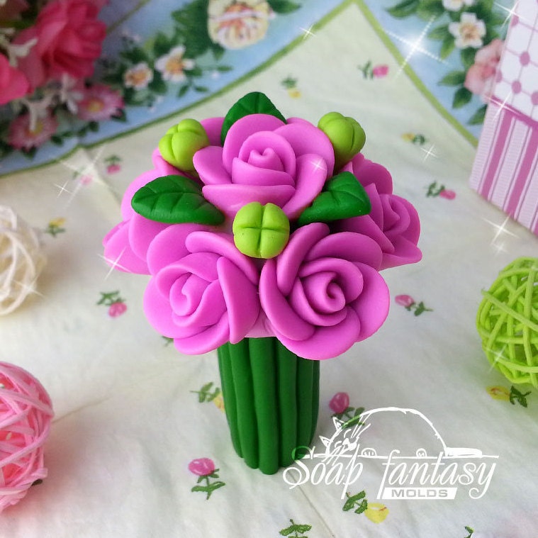 Roses bouquet silicone mold for soap making