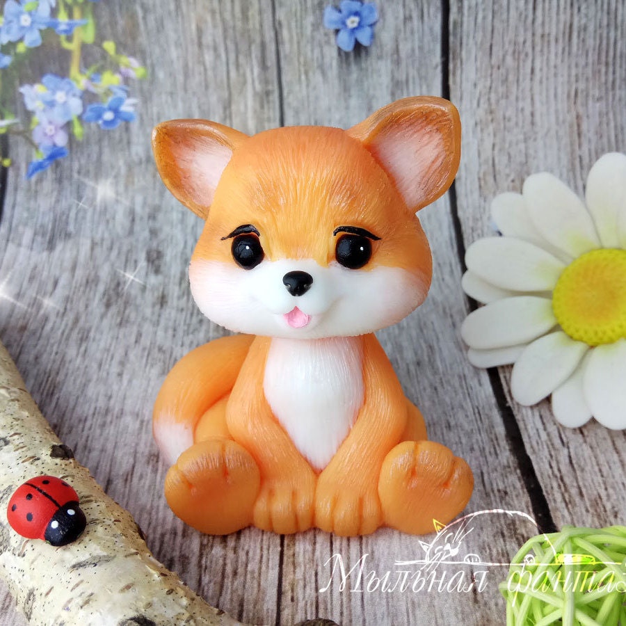 Baby fox silicone mold (mould) for soap making and candle making