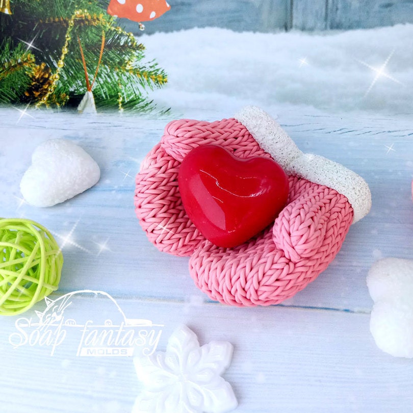 Knitted mittens silicone mold for soap making