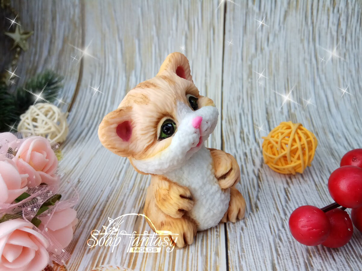 Mischievous kitten silicone mold for soap making